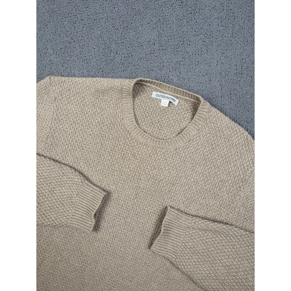 Outerknown Sweater Mens 2XL Tan Eastbank Crew Neck Fisherman Merino Wool